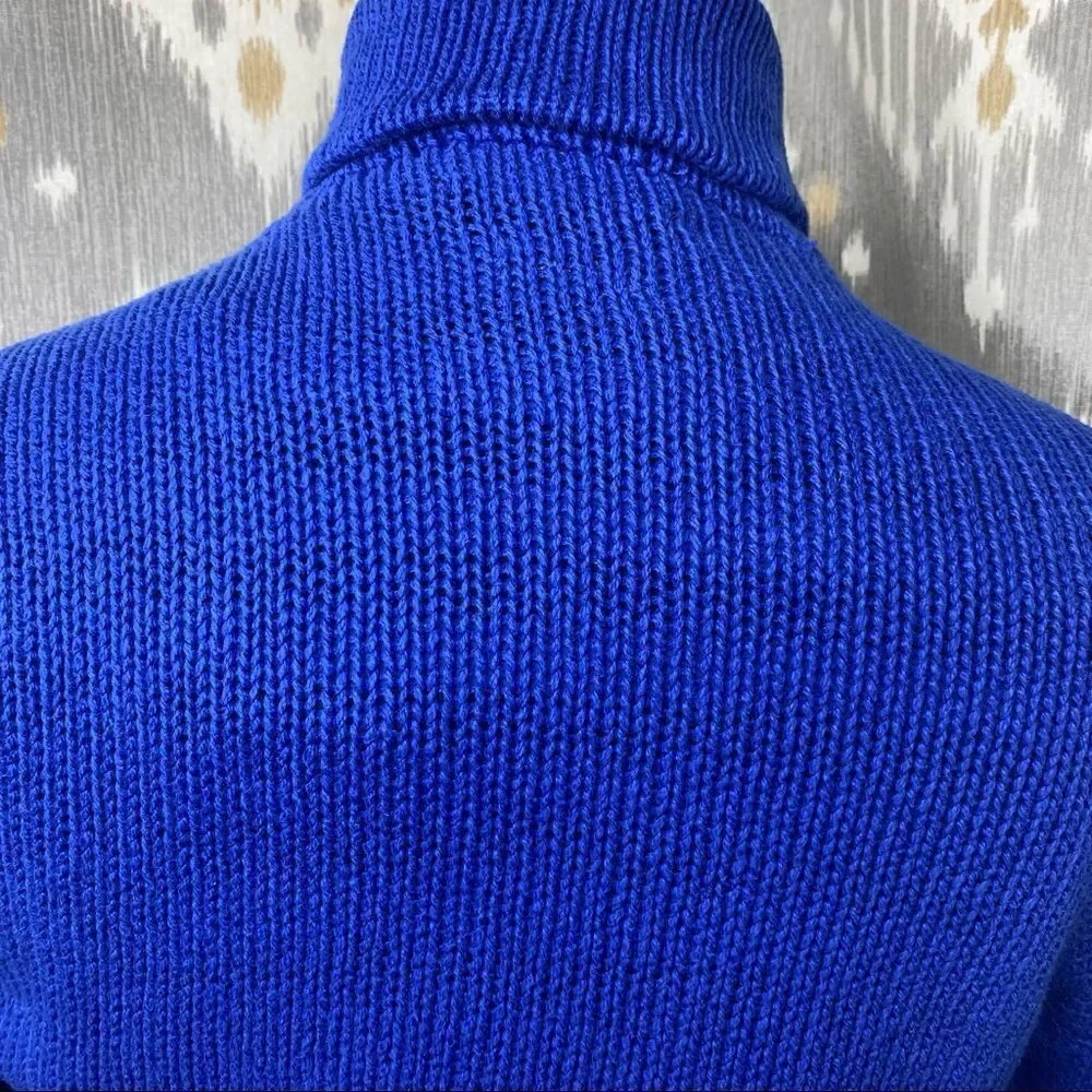 Polo Ralph Lauren Yacht Blue Linen Cotton Blend Toggle Shawl Collar L/S Sweater